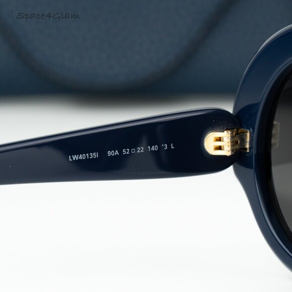 BRAND NEW Loewe LW40135I SLIM 90A Shiny Blue Smoke Round Women Sunglasses - Picture 6 of 8